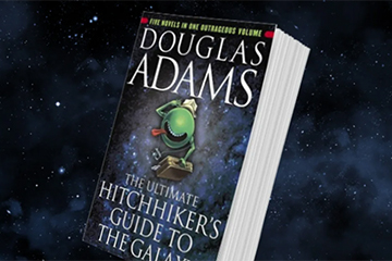 Book cover image of Hitchhiker's Guide to the Galaxy.