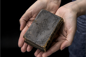Small book held with two hands.