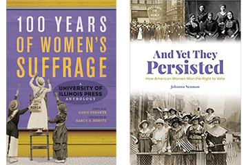 Various book covers about women's suffrage.