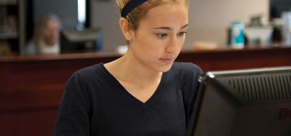 student using a computer