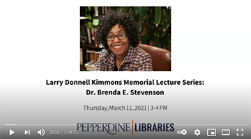 Intro slide with portrait of Dr. Brenda Stevenson