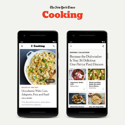 smartphone open to NYTimes Cooking app