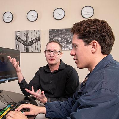 Librarian and student