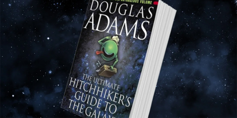 Image of Hitchhiker's Guide to the Galaxy book cover courtesy of Mental Floss.