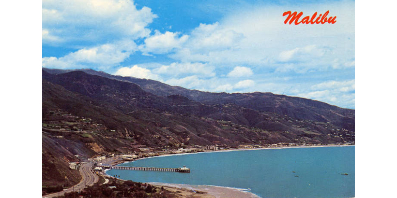 Historic aerial photo of Malibu coastline.