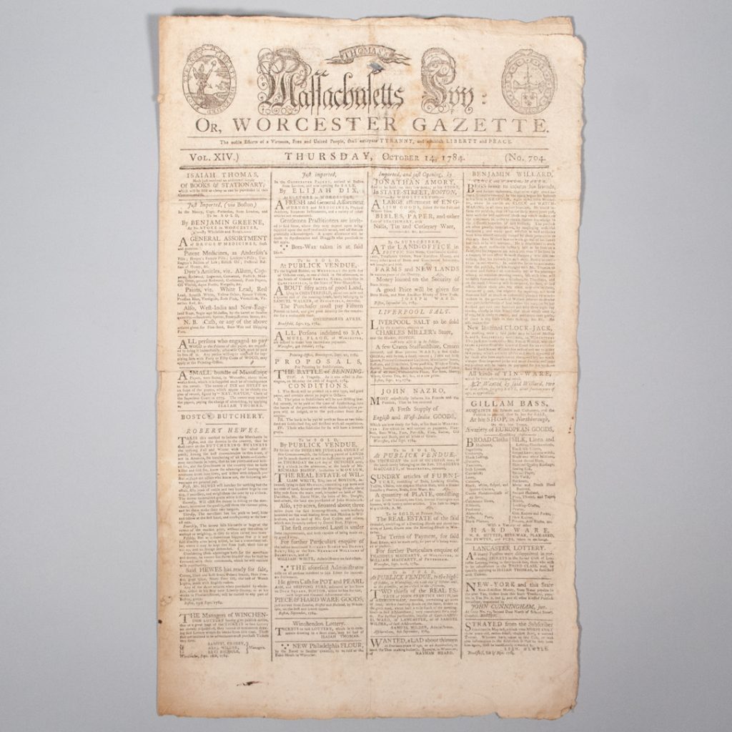 Image of 184 edition of Massachusetts Spy