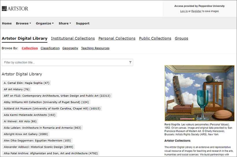 screenshot of Artstor