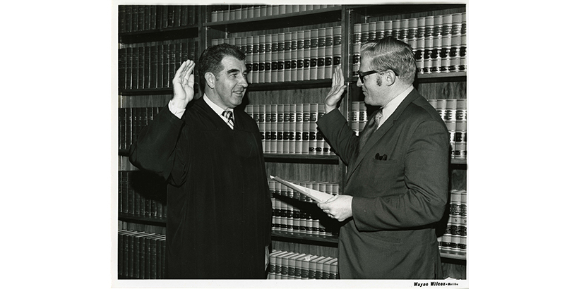 Judge Merrick being sworn in, 1970