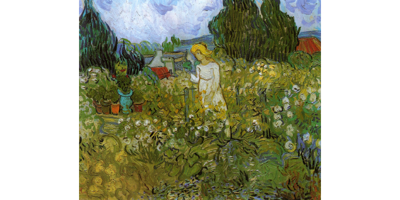 van gogh painting of woman in a garden