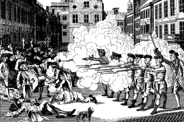 newspaper illustration of Boston massacre