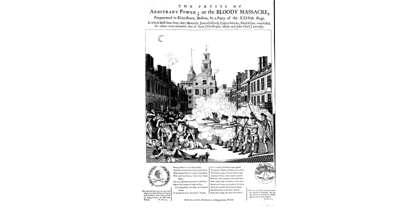 newspaper illustration of Boston Massacre