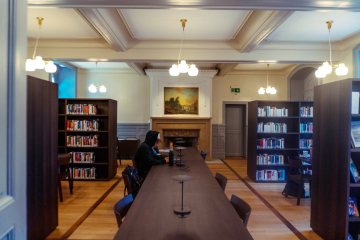 library at Château d'Hauteville campus in Switzerland