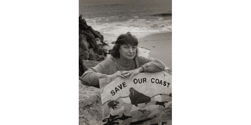 Mary Frampton with Save Our Coast Poster, Undated