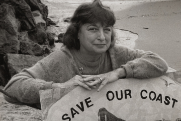 Mary Frampton with Save Our Coast Poster, Undated