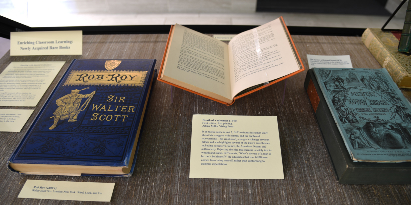 Rare books in exhibit case.