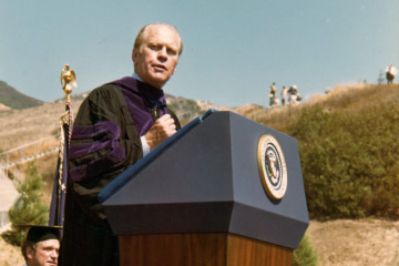 U.S. President Gerald Ford at the podium
