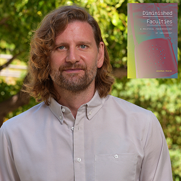 portrait with book cover