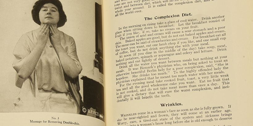 Photo of woman with caption "Massage for Removing Double-chin"